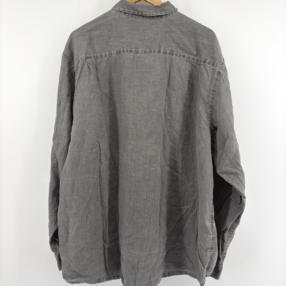 Tommy Bahama Mens XXL Charcoal Gray 100% Linen Long Sleeve Button Front Shirt - Picture 4 of 9